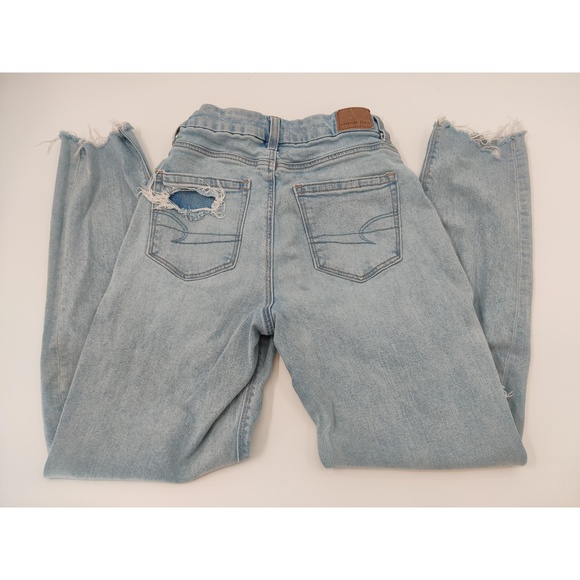 American Eagle Jeans Womens Size US 0 Light Wash Distressed Frayed Hem Vintage‎ - Picture 2 of 13